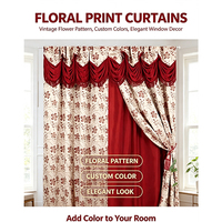 Voilage de fenêtre de luxe à deux couches de style américain, jacquard floral, occultant et isolant, avec passe-tringle, 100% polyester, prêt à poser, direct usine