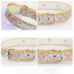 Collar de Perro de Lujo Personalizado de PU con Hebilla Metálica Elegante, Forro Acolchado Suave, Antiasfixia, Color Reflectante <span class=keywords><strong>Nocturno</strong></span> - Product Image 4