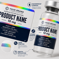 Étiquettes autocollantes personnalisées pour flacons pharmaceutiques, résistantes à la chaleur, écologiques, 3 ml, 5 ml, 10 ml, en acrylique, imperméables, avec hologramme pour laboratoires pharmaceutiques