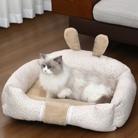 Tapis pour animaux de compagnie en peluche, toutes saisons, en forme de lapin, style princesse, lit pour chat, chaud pour l'hiver, résistant au froid, avec dentelle