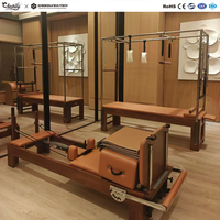 Machine de Pilates Reformer Commerciale Premium avec Cadre en Bois Réglable, Cordes et Sangles pour Entraînement en Studio et à Domicile