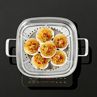 Cuisinière vapeur multifonctionnelle carrée pour la maison, en acier inoxydable 316, épaissie, compatible avec les cuisinières à gaz et à induction, tiroir vapeur universel avec couvercle
