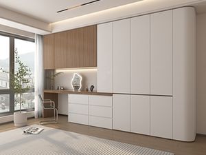 ตู้เสื้อผ้าตู้ไม้ดีไซน์ผนังห้องนอนพร้อมกระจกโซลูชันการจัดเก็บเสื้อผ้าที่หรูหรา - Product Image 3