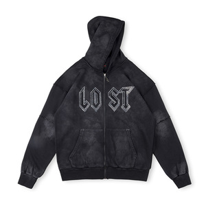 Sudadera con Capucha de Alta Calidad 100% Algodón con Cierre, Estilo Urbano Pesado, Sudadera con Capucha Lost Intricacy para Hombre - Product Image 4