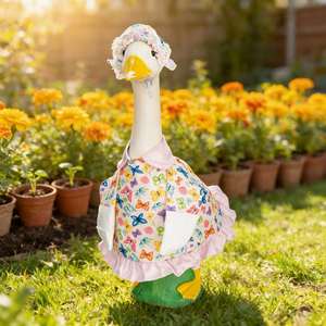 <b>Summer</b> Porch Outfit 17" Floral Skirt Goose Costume Clothes for Outdoor Patio Yard Lawn Art <b>Decoration</b> - Product Image 1
