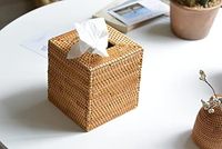 Organisateur de bureau en rotin moderne boîte à mouchoirs carré tissé à la main support en osier 5.5x5.5x5.7 pouces naturel écologique