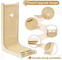Grattoir à chat en sisal en forme de L de 26,8 pouces, planche à gratter verticale en bois avec des jouets interactifs pour chats d'intérieur