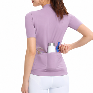 Women's Short Sleeve Cycling Jersey Quick Dry Breathable <b>Road</b> Bike Shirt with <b>Back</b> Pockets - Product Image 4