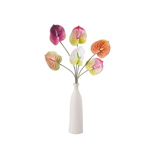 CallaFloral Anthurium, fleur artificielle à tige unique, en tissu PVC brillant, décoration intérieure, blanc, vert, orange, rose rouge, rouge clair - Product Image 5