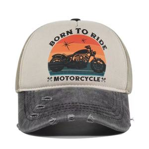 Casquette de baseball rétro imprimée pour homme, style motard, effet vieilli, chapeau de soleil, style camionneur, motifs personnalisables disponibles - Product Image 1