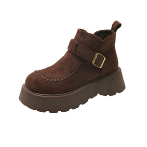 2026 Women's Great-Looking Chelsea Ankle <b>Boots</b> Thick-Soled Slip-On Closure Super High Heels Height Increasing Autumn - Product Image 3
