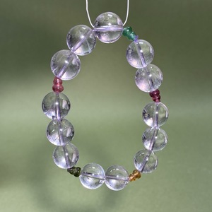 Ensemble de bijoux Vefiery en améthyste naturelle, quartz clair et tourmaline, bracelet et collier en perles de cristal rondes de 10 à 13 mm, pierres précieuses de guérison - Product Image 5