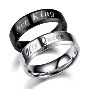 Hot Selling Trendy No Fading Wholesale Fashion <strong>King</strong> <strong>Queen</strong> Titanium Steel Couple <strong>Matching</strong> <strong>Rings</strong> for Lovers - Product Image 6