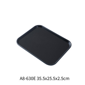 Plateau antidérapant carré en cuir PU et plastique ABS pour service de thé, café et restauration rapide, marron noir A8 630 - Product Image 3