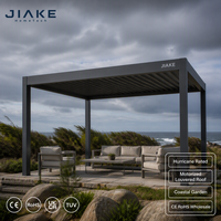 Pergola en aluminium Jiake avec toit à lames motorisées résistant aux ouragans pour jardin côtier, gazebo extérieur CE RoHS en gros