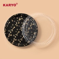 KARYO KY-321 Vente en gros Plateau à sushi rond jetable personnalisé Récipient alimentaire en plastique Boîtes à sushi avec couvercle transparent