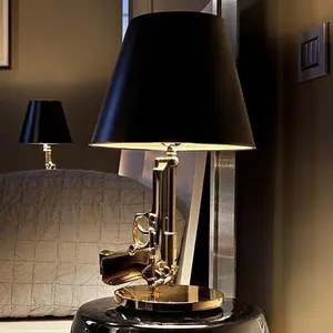 Gold-plated Pistol Table Lamp Hotel Bedside Lamp Personality Long Gun Shape Floor Lamp