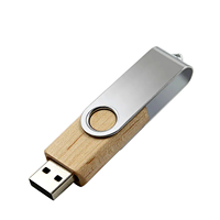 Clé USB pivotante en bois et métal, design rotatif, gravure au laser, logo personnalisé, clé USB pour cadeaux d'entreprise