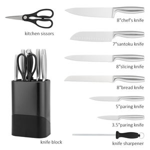 High Quality Traditional Metal <strong>Kitchen</strong> Cutter Cooking Knives Set Hollow Handle <strong>Kitchen</strong> Chef Knife Kit with Stainless Steel Block - Product Image 3