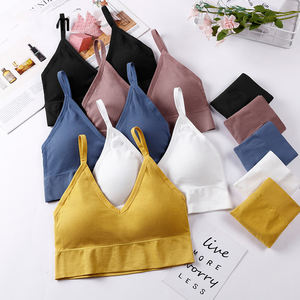 Conjunto de Top y Tanga para Mujer, Sin Varillas, Transpirable, Sin Costuras, Talla Grande, Top Corto Suave, Lencería, Talla M-L - Product Image 3