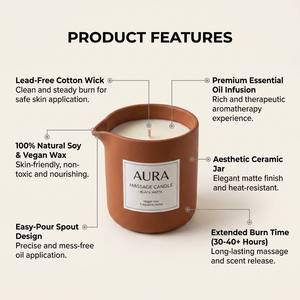 Luxury <b>Massage</b> <b>Oil</b> <b>Candle</b> With Pouring Spout Matte Morandi Ceramic For Minimalist Home Spa Wholesale Private Label Premium - Product Image 3