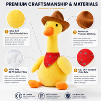 Peluche canard chantant intégrée avec puce, motif dessin animé, super douce, personnalisable avec logo, jouet anti-stress