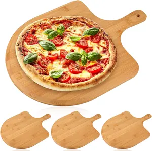 Papan Pizza Paddle besar papan pizza dengan pegangan ergonomis dan mudah geser tepi cocok untuk DAPUR sayuran buah potongan keju