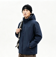 Veste à capuche coupe-vent, imperméable, chaude, respirante, résistante au froid, avec fermeture éclair, en coton épais intégré, pour l'automne, le camping et la randonnée