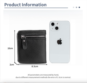 Ando Bag Genuine Cowhide Leather <b>Small</b> Bifold <b>Wallet</b> with Zipper Coin Pocket Card Slots and ID Window - Product Image 3