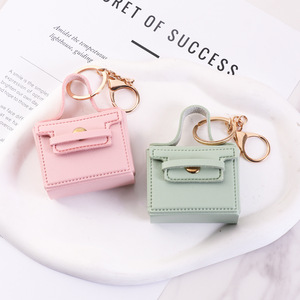 Llavero de cuero estilo <span class=keywords><strong>Instagram</strong></span>, mini bolso rectangular, creativo, minimalista, moda coreana, DIY, para auriculares - Product Image 4