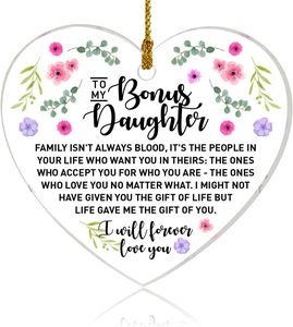 Ornamento a Cuore in Acrilico per Suocera con Design a Corona Floreale - Regalo Ricordo per la Festa della Mamma, Compleanno, Natale, Matrimonio - Product Image 2