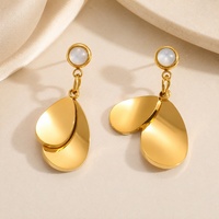 Boucles d'oreilles pendantes minimalistes SUMMLY pour femmes, double goutte d'eau, plaqué or 18 carats, acier inoxydable, bijoux de mode