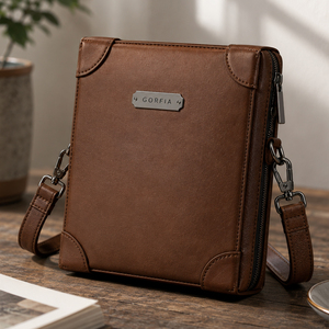 Sac d'affaires pour homme en cuir PU, sac bandoulière de luxe, sac messager décontracté pour voyage et usage quotidien avec sangle réglable - Product Image 6