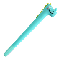 O&Q Portaplumas de Goma Dura al por Mayor con Lindo Dinosaurio, Bolígrafos de Gel con Rodillo para Descompresión, Color Azul Brillante