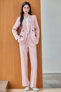 Dames Dubbelgeknoopte Pakset <span class=keywords><strong>Blazer</strong></span> en Broek 4 Kleuren <span class=keywords><strong>Plus</strong></span> <span class=keywords><strong>Size</strong></span> S-5XL Kantoor Werkpak Zakelijke Outfit Groothandel Op Maat - Product Image 4