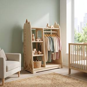 Bestselling Wooden Children's Clothing <b>Storage</b> Rack, Height Measurement <b>Storage</b> 2-in-1, Suitable <b>for</b> Bedrooms and Kindergartens - Product Image 5