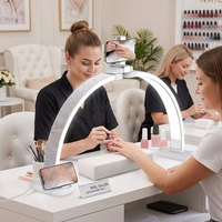 Lampe à ongles LED demi-lune de luxe 2026 avec strass, professionnelle, pliable en U, pour manucure de bureau, avec support de téléphone pour salon