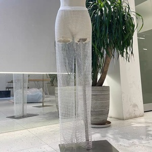 2025 Style chaud Sexy voir à travers les pantalons femmes <span class=keywords><strong>strass</strong></span> diamants maille <span class=keywords><strong>résille</strong></span> Sequin pansement <span class=keywords><strong>pantalon</strong></span> cristal maille <span class=keywords><strong>pantalon</strong></span> - Product Image 6