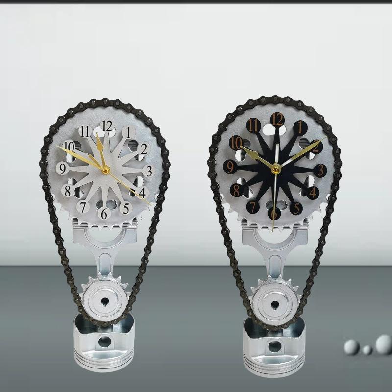 Chain Clock Vintage Electric Chain Gear Rotating Clock Electric Mechanical Wind Art ...