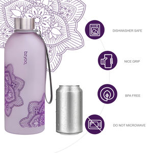 Diseño de botellas de agua de plástico resistente a roturas para adultos Botella de agua con marcador de tiempo púrpura de 32oz - Product Image 3