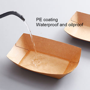 Boîtes d'emballage <span class=keywords><strong>de</strong></span> fast-food frites jetables à emporter pour restaurant avec logo personnalisé ensemble <span class=keywords><strong>de</strong></span> boîtes <span class=keywords><strong>de</strong></span> plateau bateau poulet frit <span class=keywords><strong>en</strong></span> papier kraft - Product Image 4