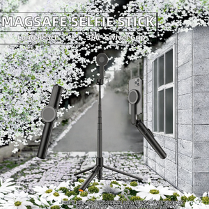 Bâton de <span class=keywords><strong>selfie</strong></span> en aluminium extensible de 65 pouces pour MagSafe <span class=keywords><strong>iPhone</strong></span> Rotatif à 360 ° avec fonction pliable à distance sans fil - Product Image 2