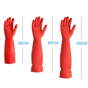 38/55/45cm Küche Wasserdichte Gummi-Haushalts handschuhe Wieder verwendbare Haushaltslatex-Reinigungs handschuhe Gummi handschuhe