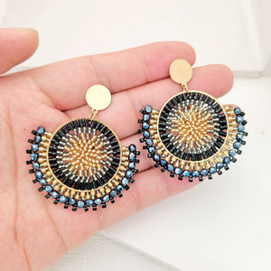 Bán Buôn Thời Trang Mới Bohemian Hình Học Bông Tai Handwoven Pha Lê Hạt Hạt Tai Đinh tán Dangle Bông Tai Cho Phụ Nữ - Product Image 1