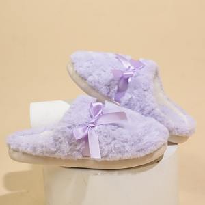 Women's Winter Indoor Cotton for Slippers with Butterfly Knot <b>Cushioning</b> Closed Toe Warm Plush Sandals for Home Furnishings - Product Image 6