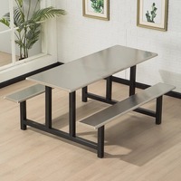 Ensemble de tables et chaises de cantine modernes pour l'extérieur, pour écoles et restaurants, 4/6/8 places, en acier inoxydable, vente en gros