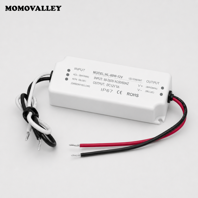 Momovalley 12V Power Supply Switching Slim Safety Replacement Strip Low Voltage Landscape High Efficiency Solid