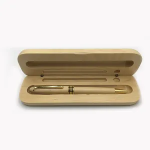 المبيعات الساخنة اليدوية قلم بسن بلية الخشب مع صندوق مخصص شعار محفور سطح المكتب حامل أقلام خشبي منظم