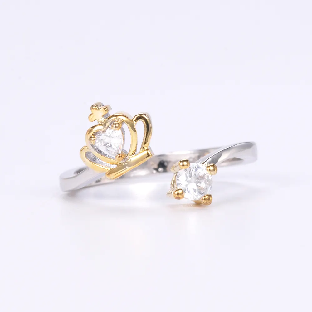 Cuivre plaqué rhodium diamant anneaux de mariage diamant bague de fiançailles