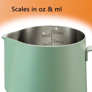 Jarra de acero inoxidable 304 de 600 ml para arte latte, espuma de café y leche, con líneas láser, color macaron - Product Image 6